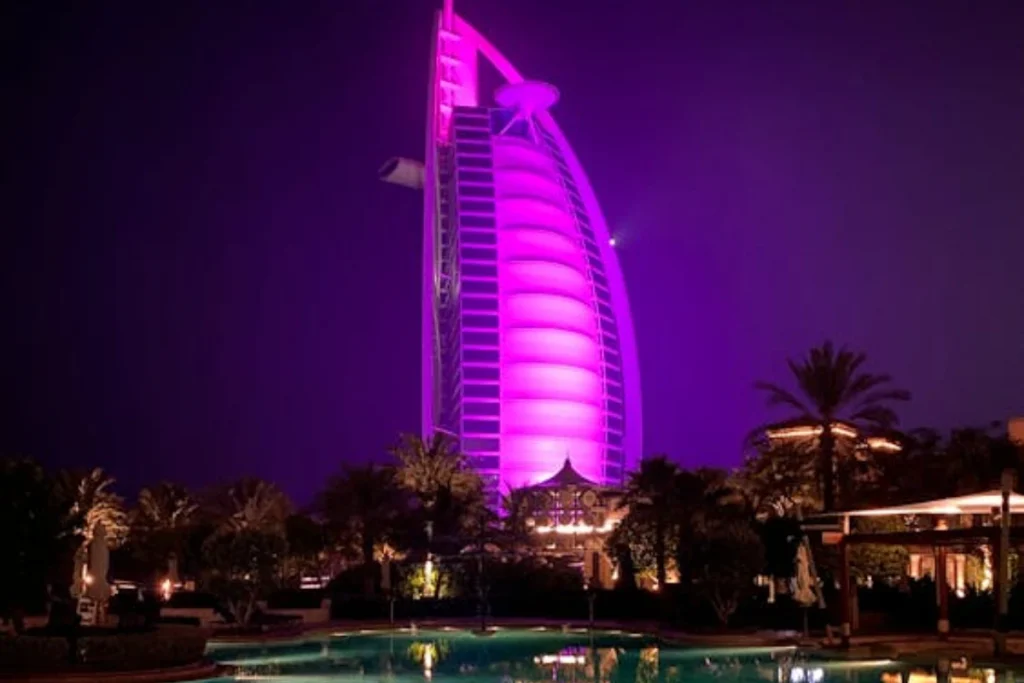 Burj Al Arab Illuminated During Night