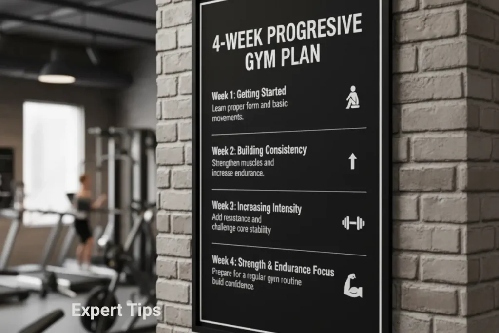 4-Week Progressive Gym Plan Easy Guide for Beginners 