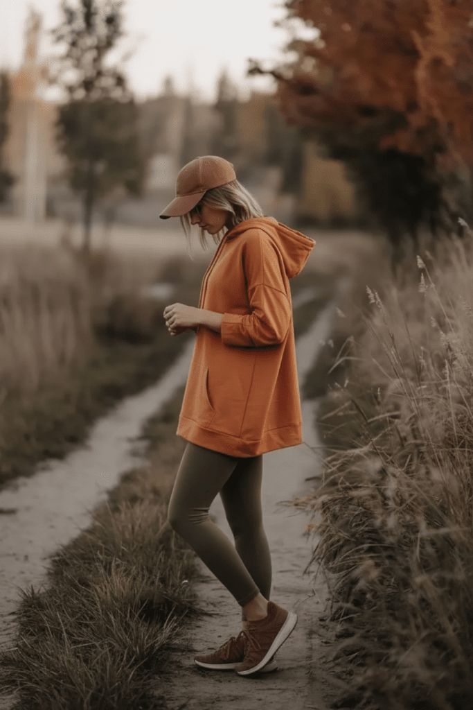 Autumn Gym Outfit with Earthy Tones