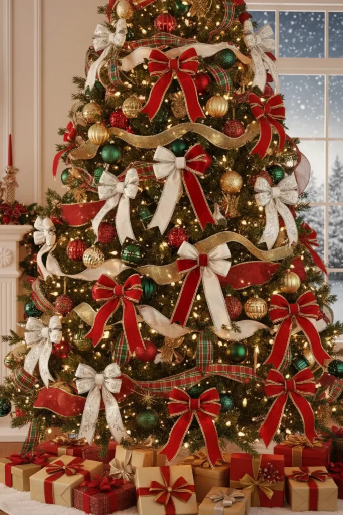Bows and Ribbons in christmas tree