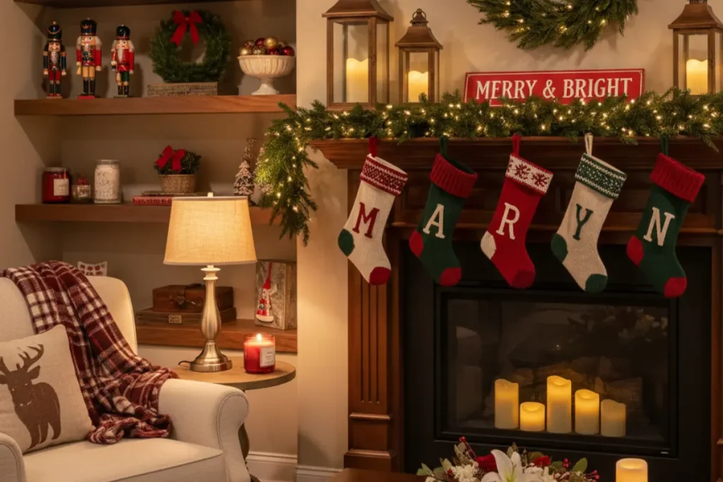 Cozy Corners, Mantels, and Shelving Accents room ideas for chirstmas day