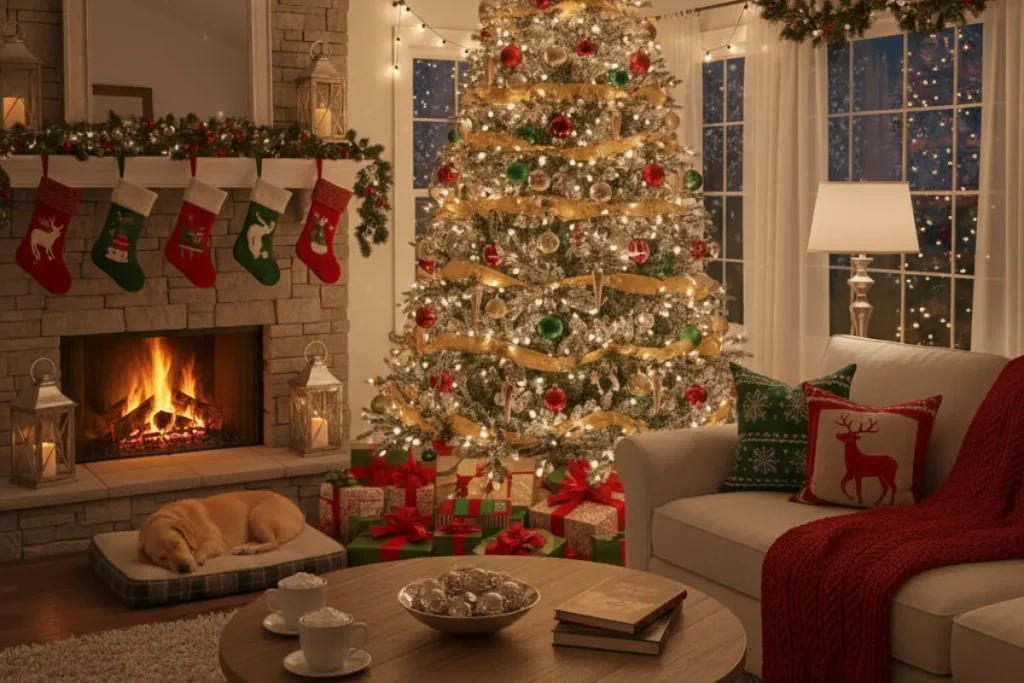 Living Room with Christmas Tree