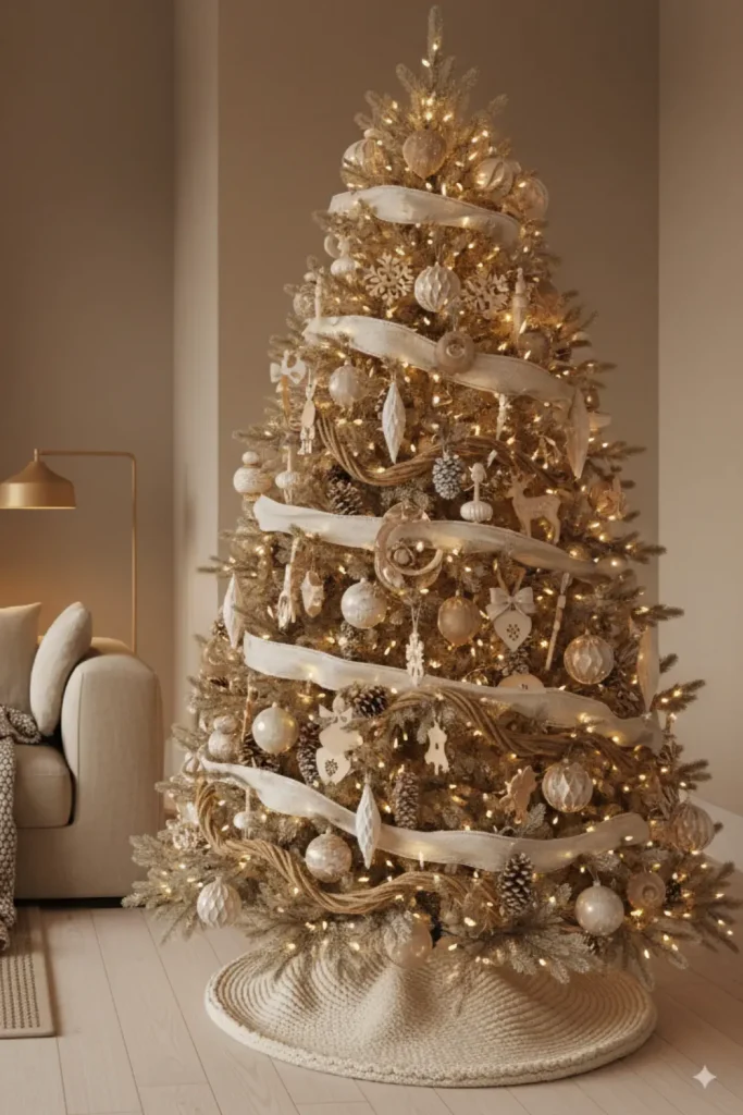 Warm Neutrals christmas tree idea
