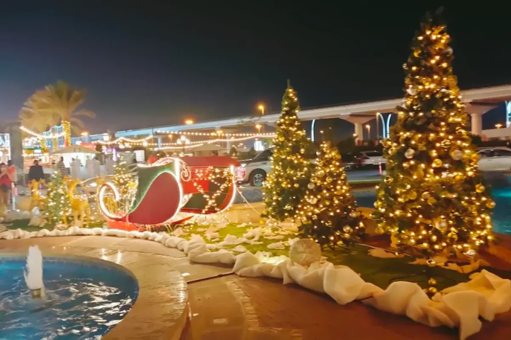 Winter Garden at Habtoor Palace christmas tree views in Dubai