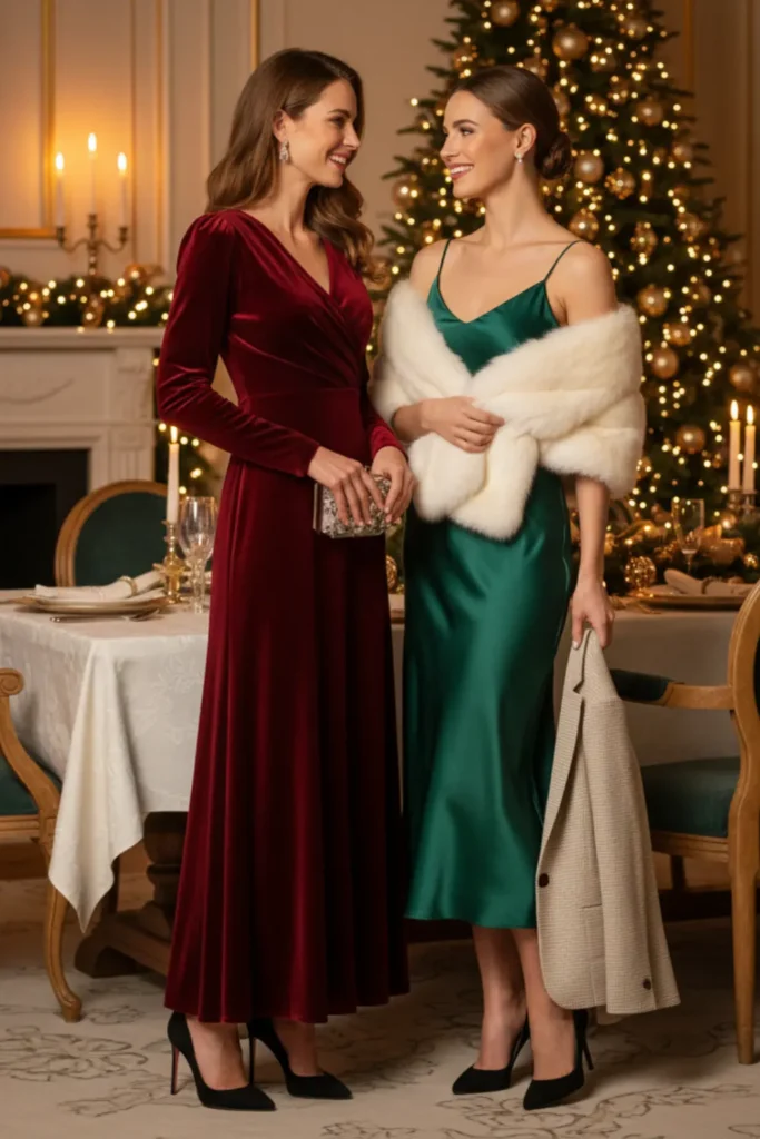 Velvet and Satin Dresses for christmas for woman