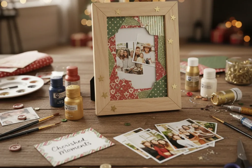 an image showcasing a customized photo frame, with all the elements you'd need to create one